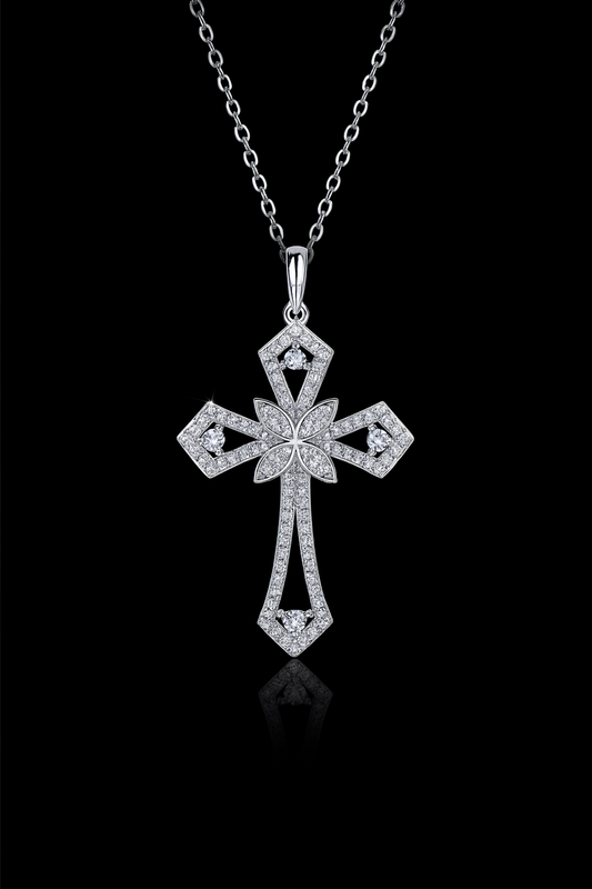 Floral Radiance Cross Pendant Necklace