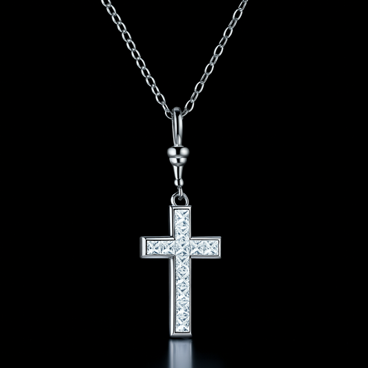 Princess-Cut Radiance Cross Necklace