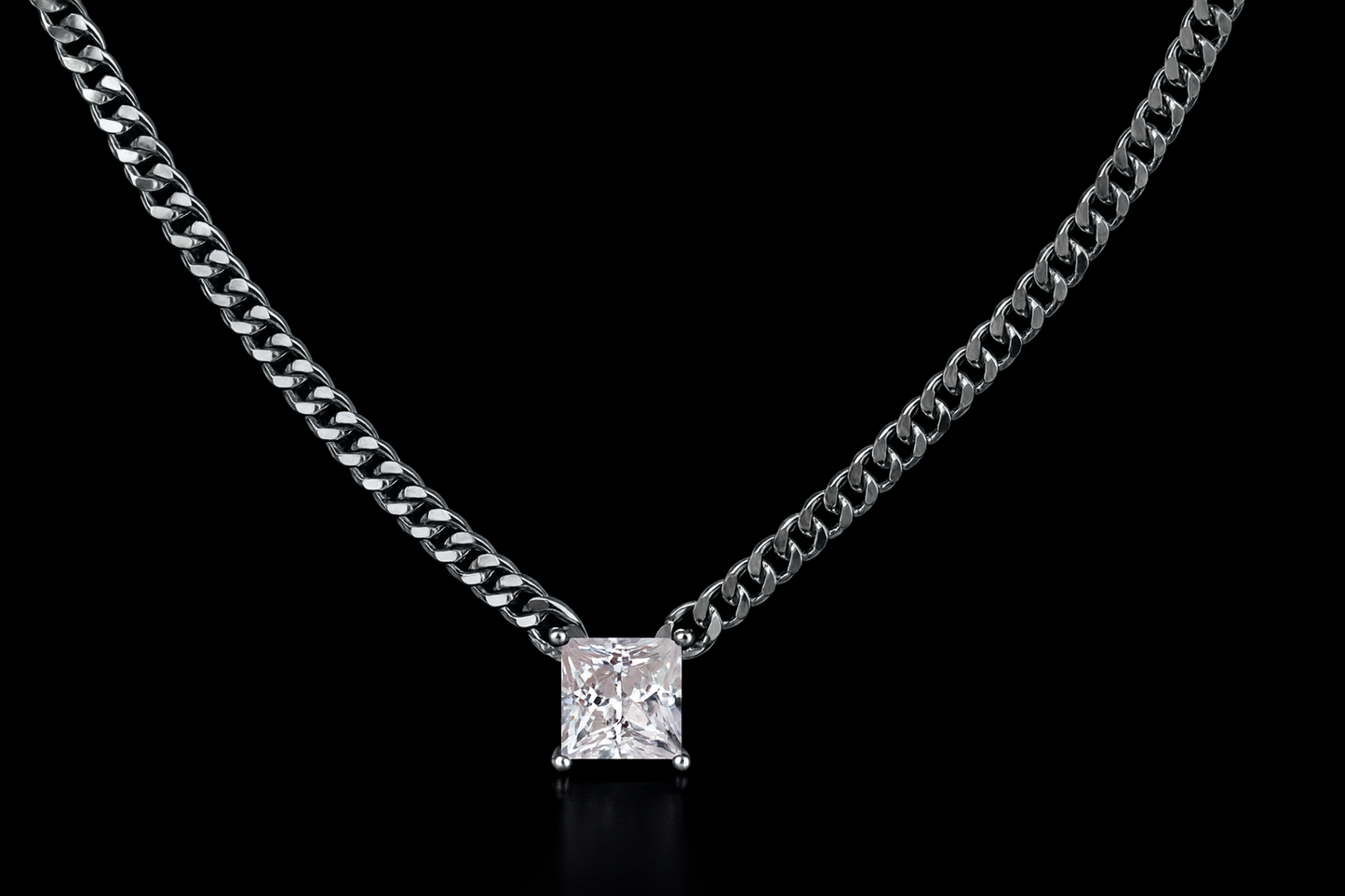 Princess Cut Diamond Chain Necklace